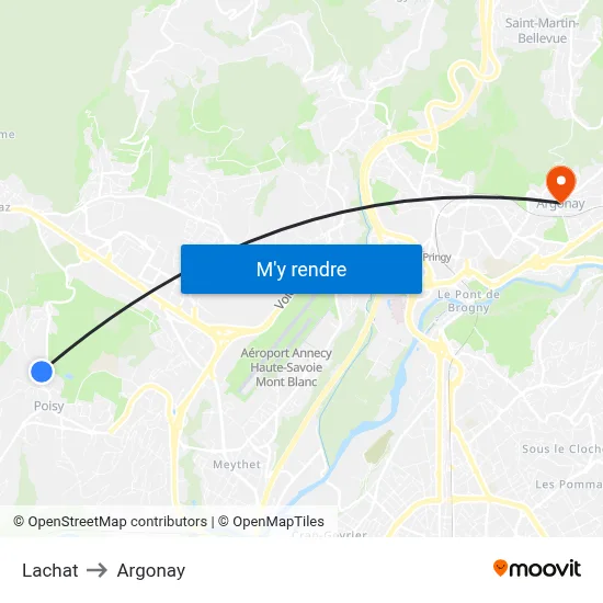 Lachat to Argonay map