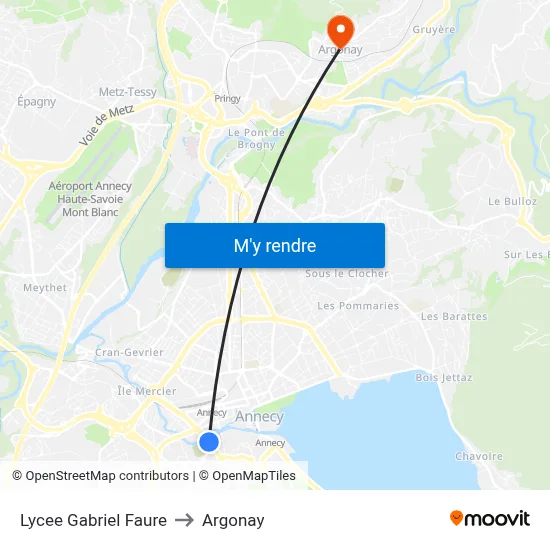 Lycee Gabriel Faure to Argonay map