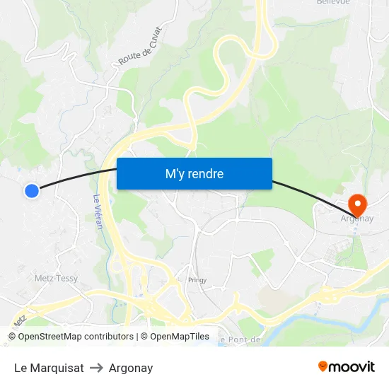 Le Marquisat to Argonay map