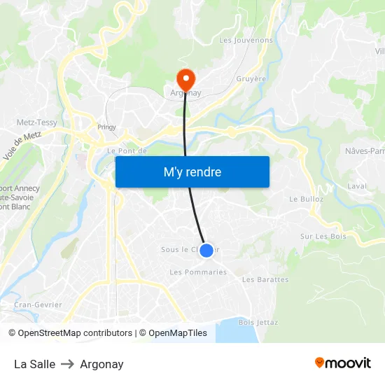La Salle to Argonay map