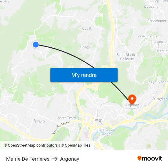 Mairie De Ferrieres to Argonay map