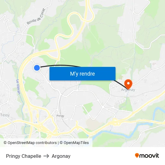 Pringy Chapelle to Argonay map