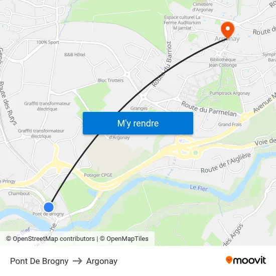 Pont De Brogny to Argonay map