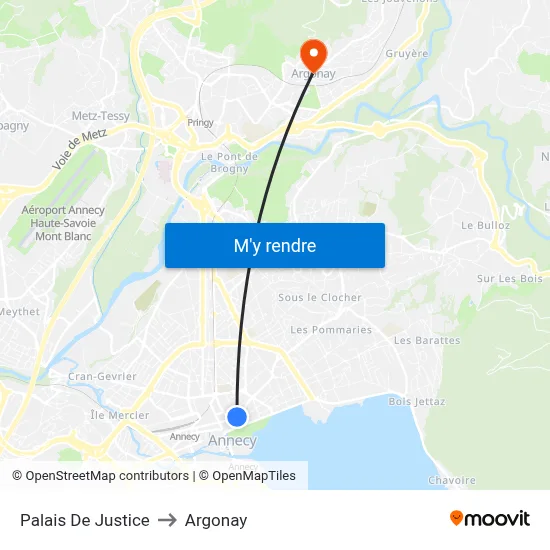 Palais De Justice to Argonay map