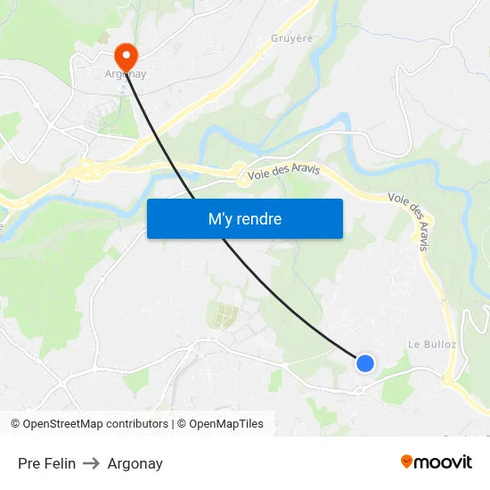 Pre Felin to Argonay map