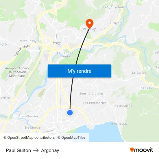 Paul Guiton to Argonay map