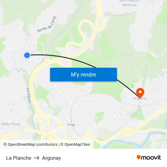 La Planche to Argonay map