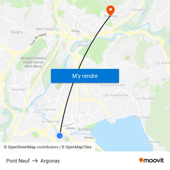 Pont Neuf to Argonay map