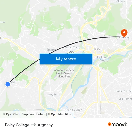 Poisy College to Argonay map