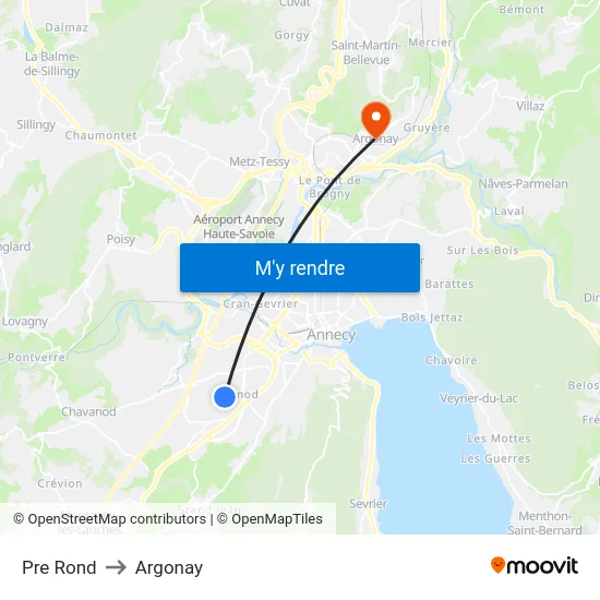 Pre Rond to Argonay map