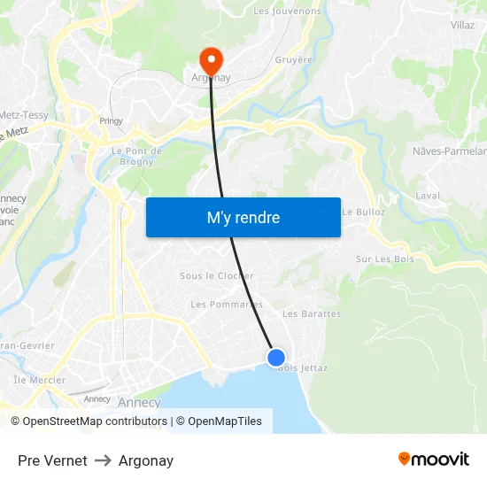 Pre Vernet to Argonay map