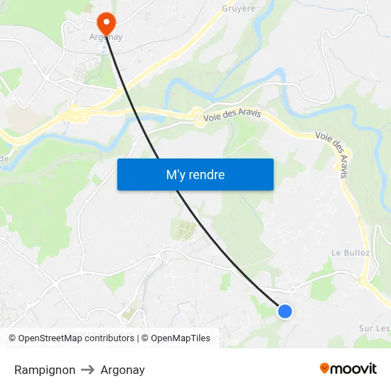 Rampignon to Argonay map