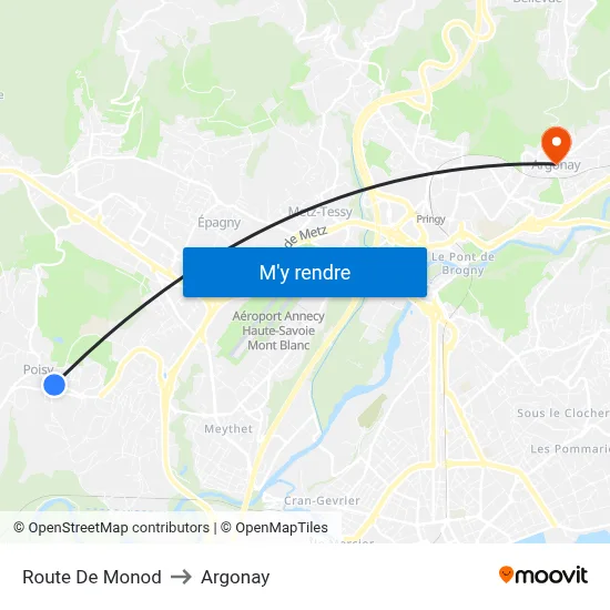 Route De Monod to Argonay map