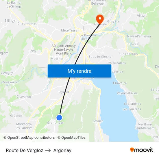 Route De Vergloz to Argonay map