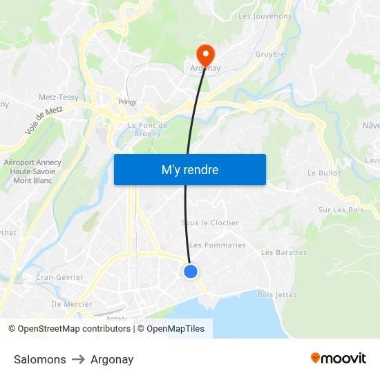 Salomons to Argonay map