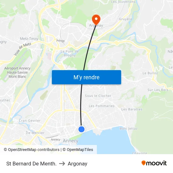 St Bernard De Menth. to Argonay map