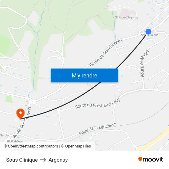 Sous Clinique to Argonay map