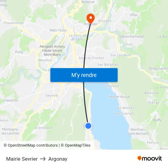 Mairie Sevrier to Argonay map