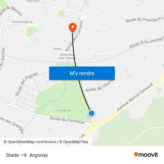 Stade to Argonay map