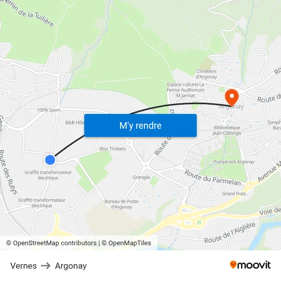 Vernes to Argonay map