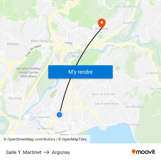 Salle Y. Martinet to Argonay map