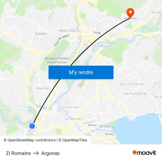 Zi Romains to Argonay map