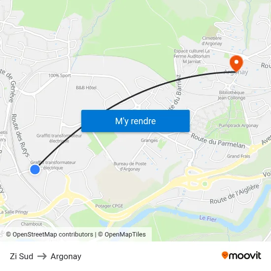 Zi Sud to Argonay map