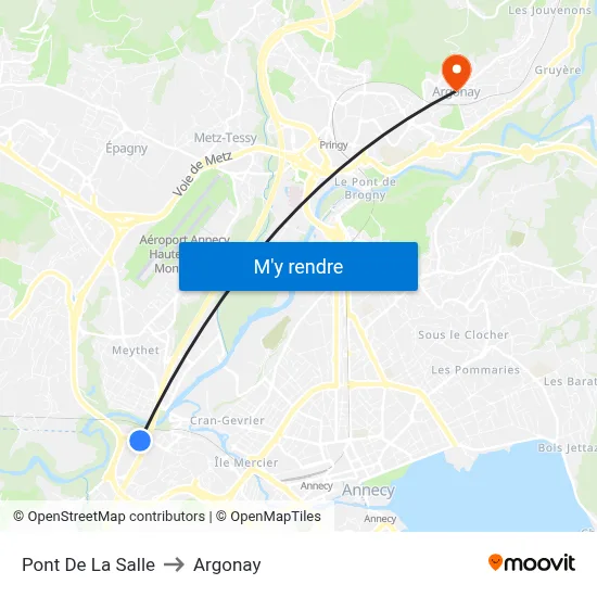 Pont De La Salle to Argonay map