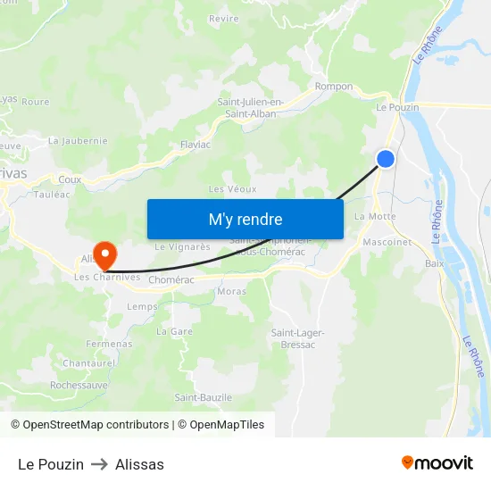 Le Pouzin to Alissas map