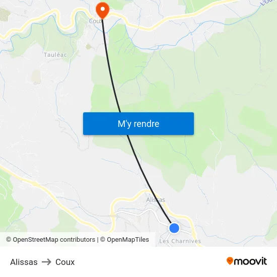 Alissas to Coux map
