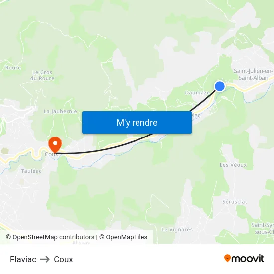 Flaviac to Coux map