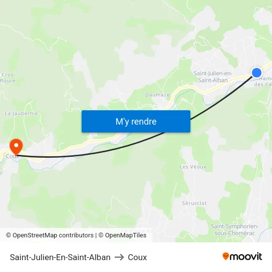 Saint-Julien-En-Saint-Alban to Coux map