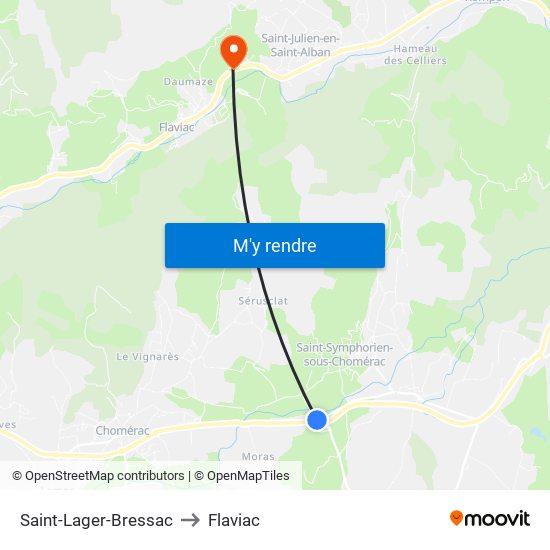 Saint-Lager-Bressac to Flaviac map