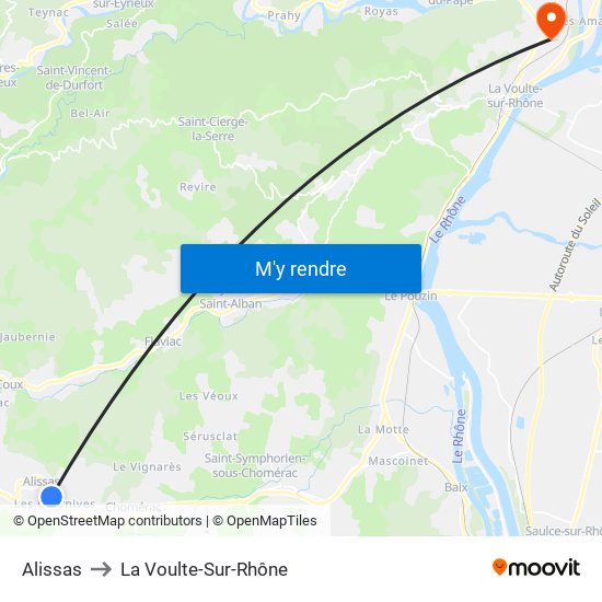 Alissas to La Voulte-Sur-Rhône map