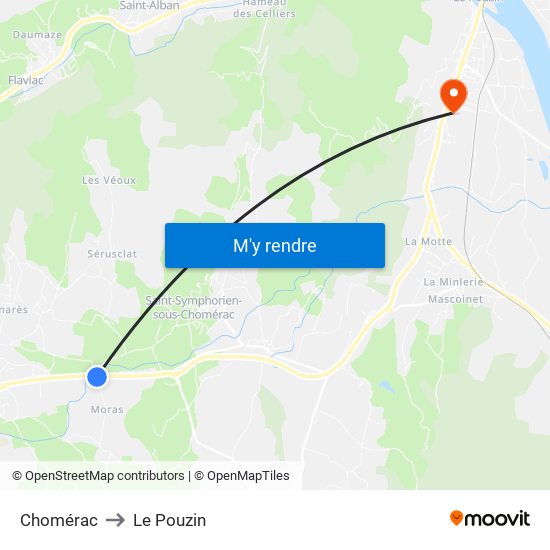 Chomérac to Le Pouzin map
