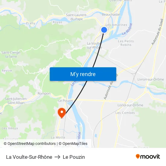 La Voulte-Sur-Rhône to Le Pouzin map