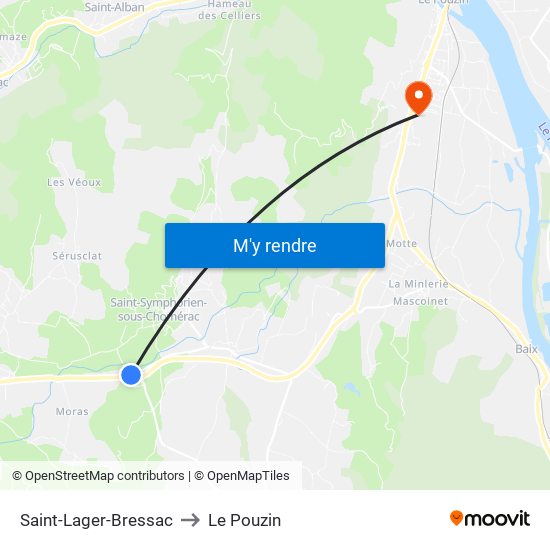 Saint-Lager-Bressac to Le Pouzin map