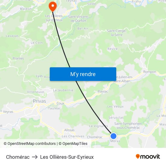 Chomérac to Chomérac map