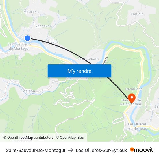Saint-Sauveur-De-Montagut to Les Ollières-Sur-Eyrieux map
