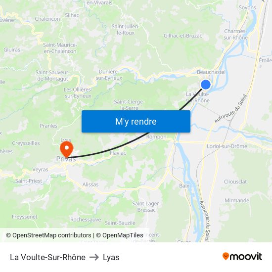La Voulte-Sur-Rhône to Lyas map