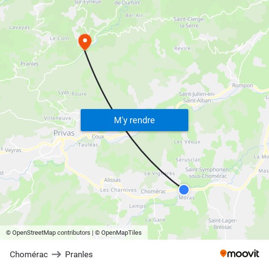 Chomérac to Chomérac map