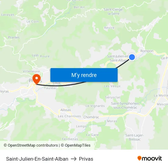 Saint-Julien-En-Saint-Alban to Privas map