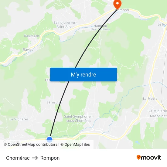 Chomérac to Rompon map
