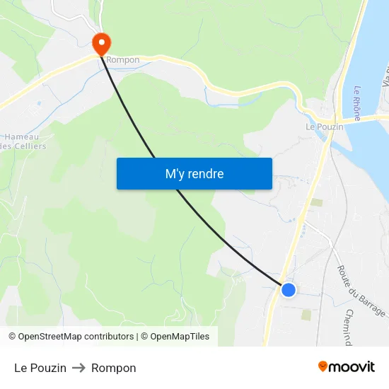 Le Pouzin to Rompon map