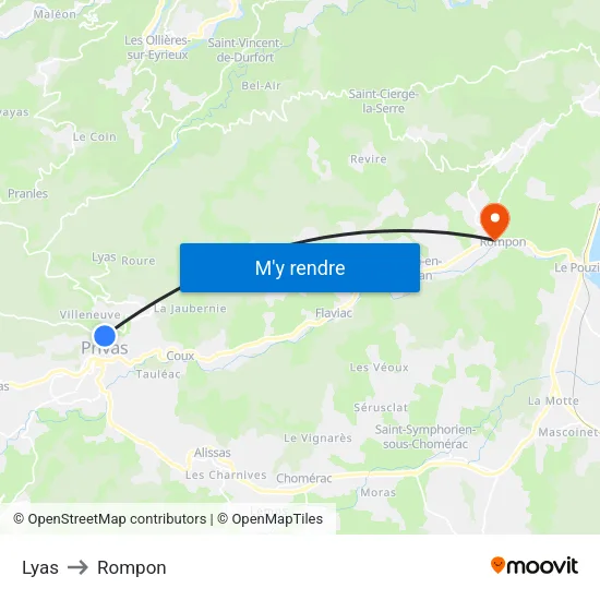 Lyas to Rompon map