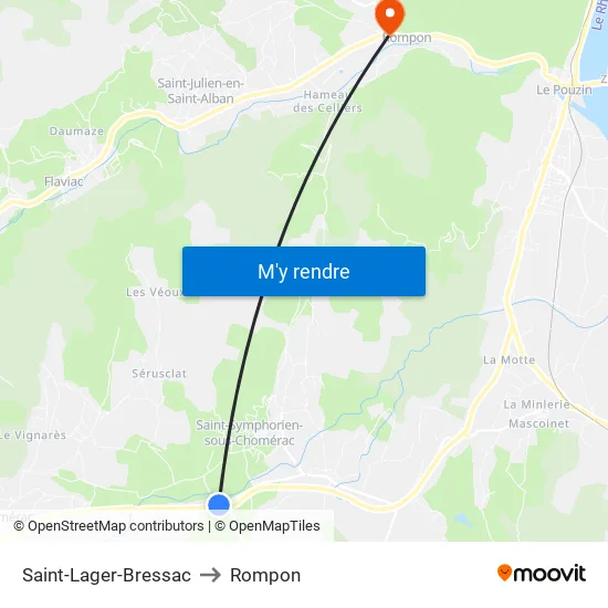 Saint-Lager-Bressac to Rompon map