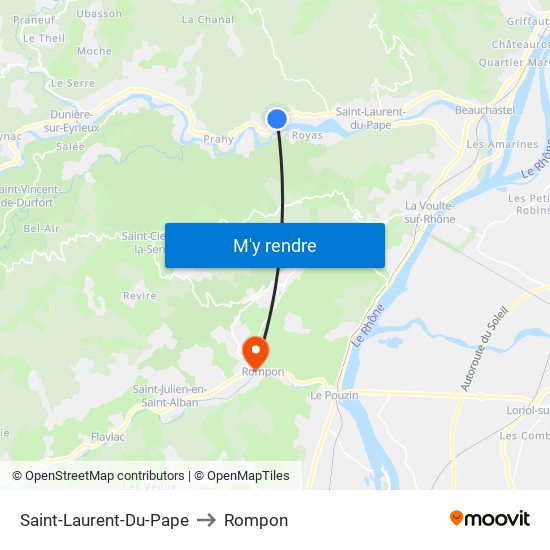 Saint-Laurent-Du-Pape to Rompon map