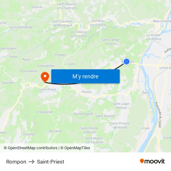 Rompon to Saint-Priest map