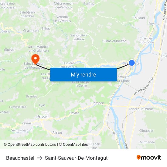 Beauchastel to Beauchastel map