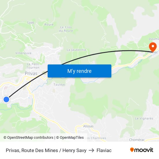 Privas, Route Des Mines / Henry Savy to Flaviac map